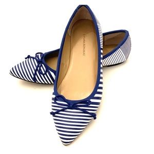 Blue & White Striped Flats
